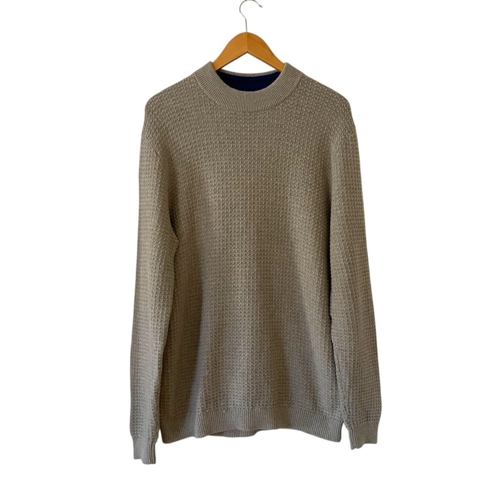 Ted Baker Mens Ovatake Textured Mock Neck Sweater 4 Large Light Brown Preppy